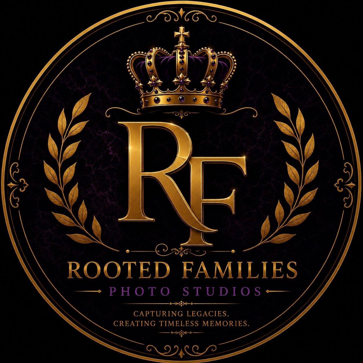 Rooted Families Photo Studios RF crown logo